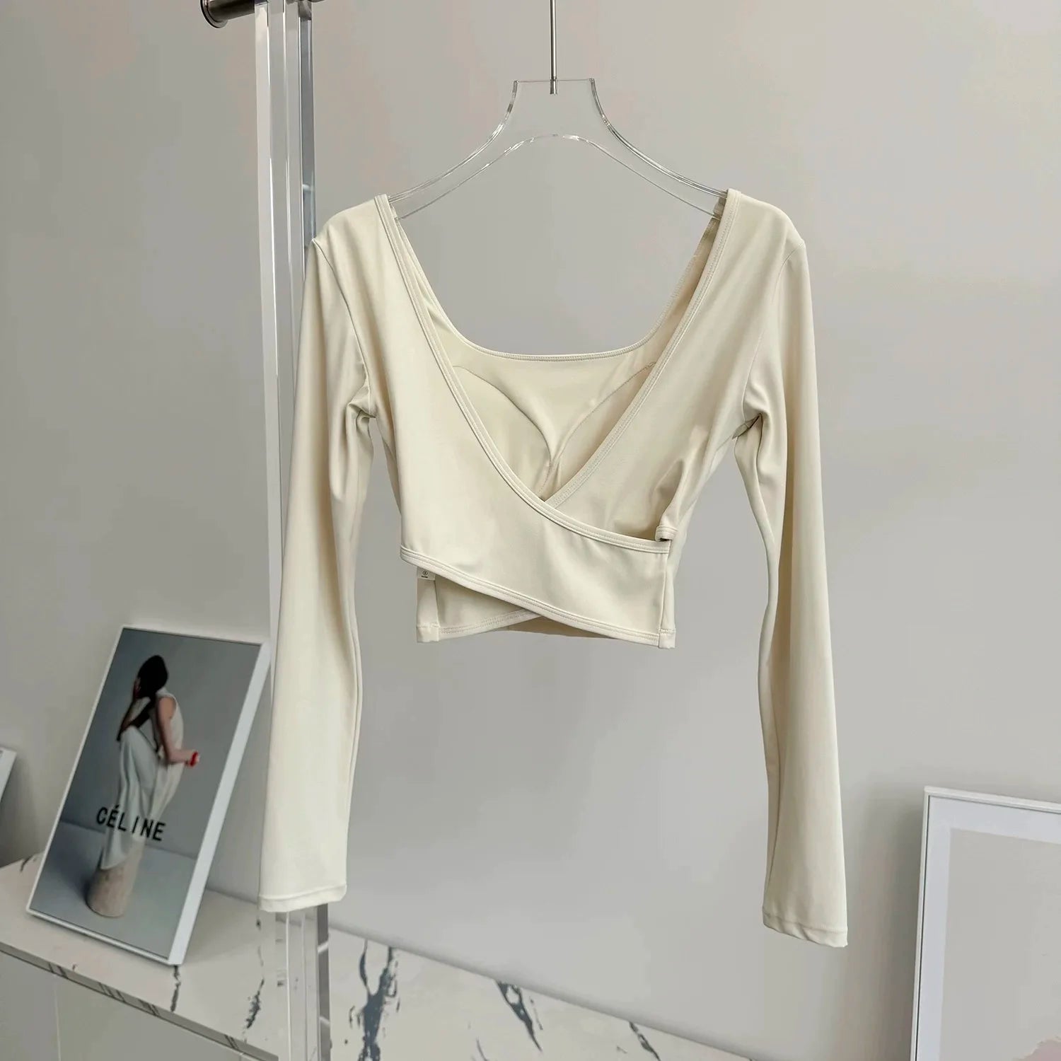Top Sport Femme Manches Longues – Dos Croisé | Yoga & Fitness | S à XL